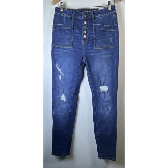 Judy Blue Denim - Judy Blue Skinny Fit Size 9 / 29 Button Fly Front Pocket Blue Jeans distressed